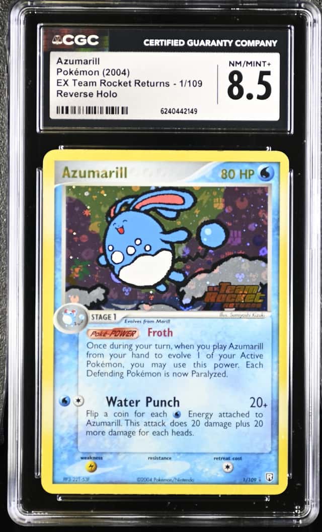 2004 Pokemon EX Team Rocket Returns #1 Azumarill Reverse Holo CGC 8.5 NM-MT+