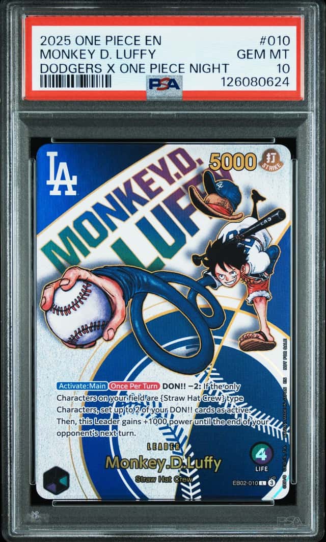 2025 One Piece En Dodgers X One Piece Night #010 Monkey D. Luffy PSA 10 GEM MINT