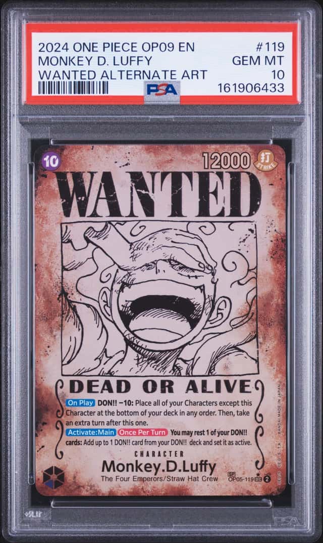 2024 One Piece OP09 En Wanted Alternate Art #119 Monkey D. Luffy PSA 10 GEM MINT