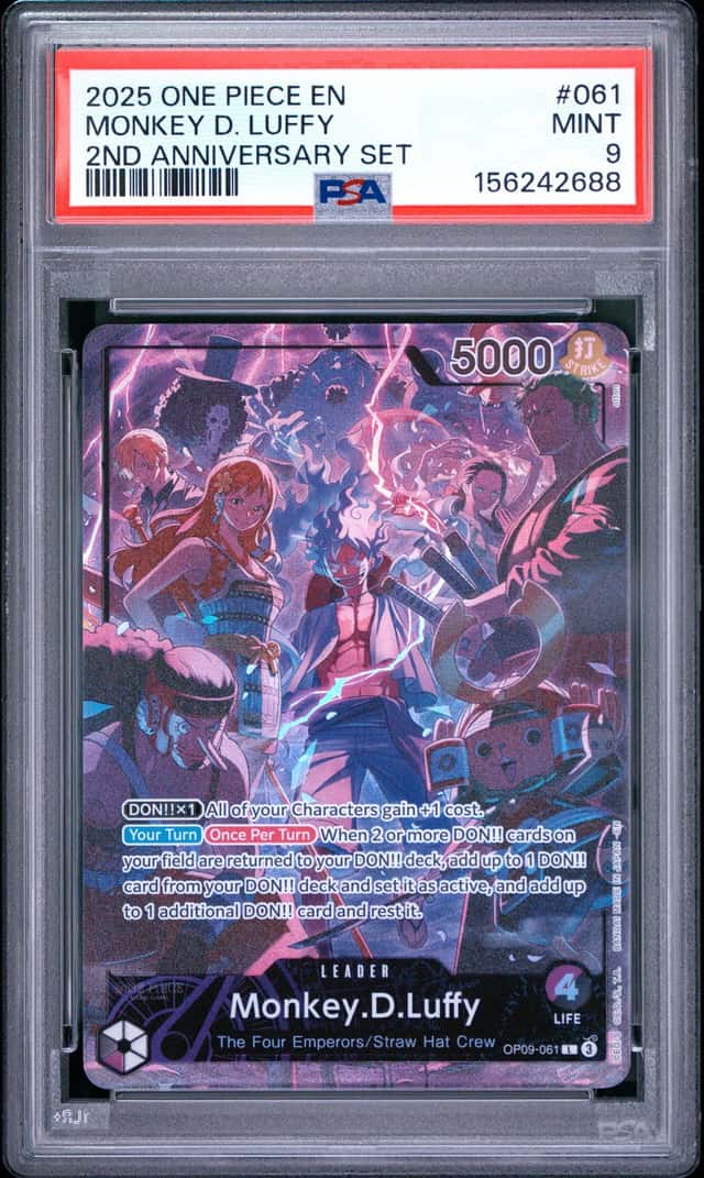 2025 ONE PIECE ENGLISH VERSION 2ND ANNIVERSARY SET #061 MONKEY D. LUFFY PSA 9