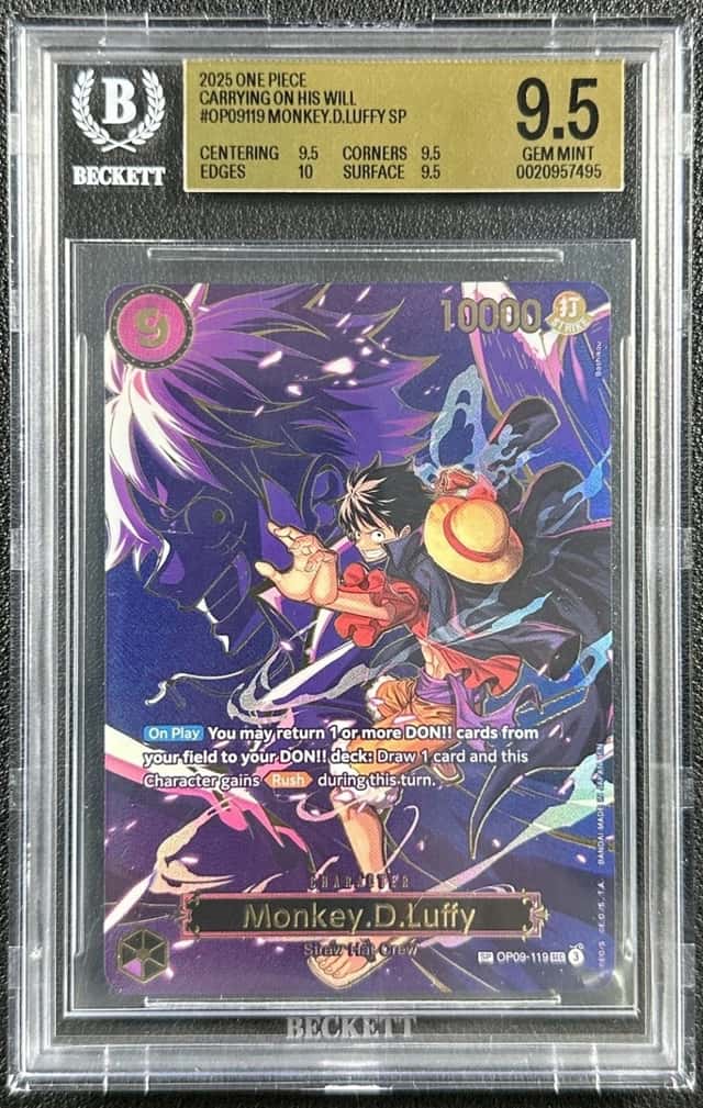 MONKEY D. LUFFY BGS 9.5 2025 ONE PIECE CARRYING ON HIS WILL #OP09-119 SP GEM 495