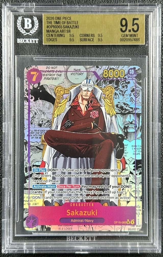 SAKAZUKI BGS 9.5 2026 ONE PIECE THE TIME OF BATTLE #OP16-065 MANGA ART SR 7486