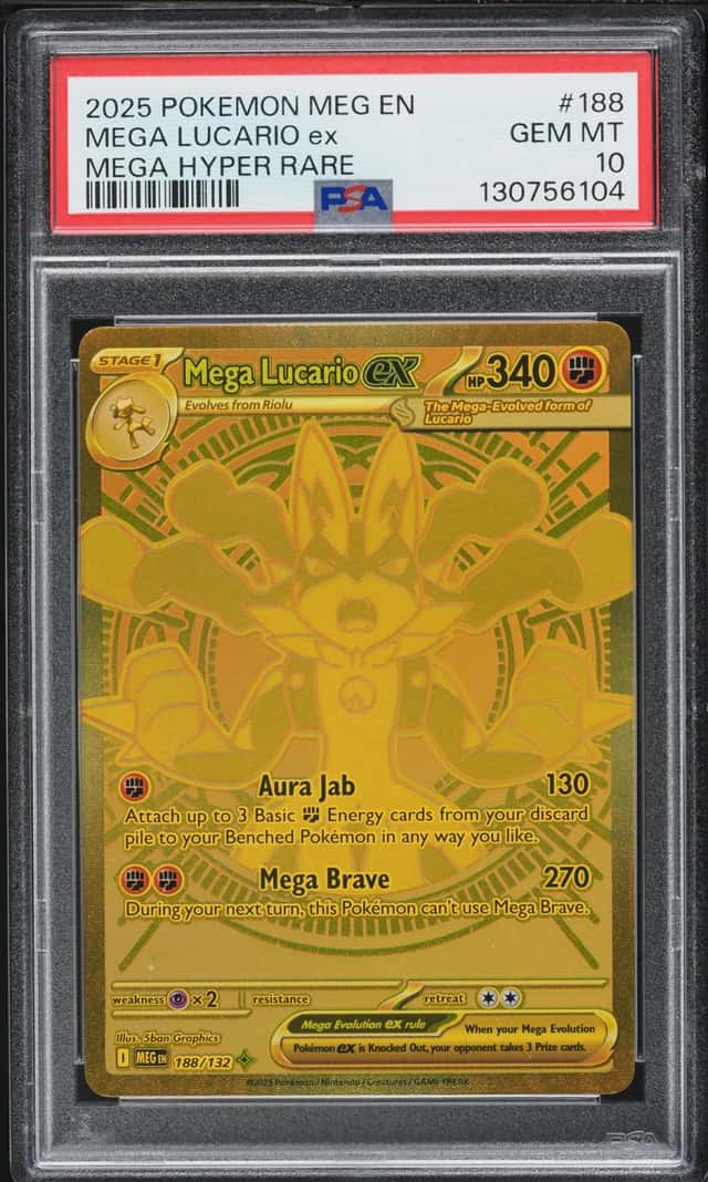 2025 Pokemon Mega Evolution MHR Mega Lucario Ex #188 PSA 10 GEM MINT