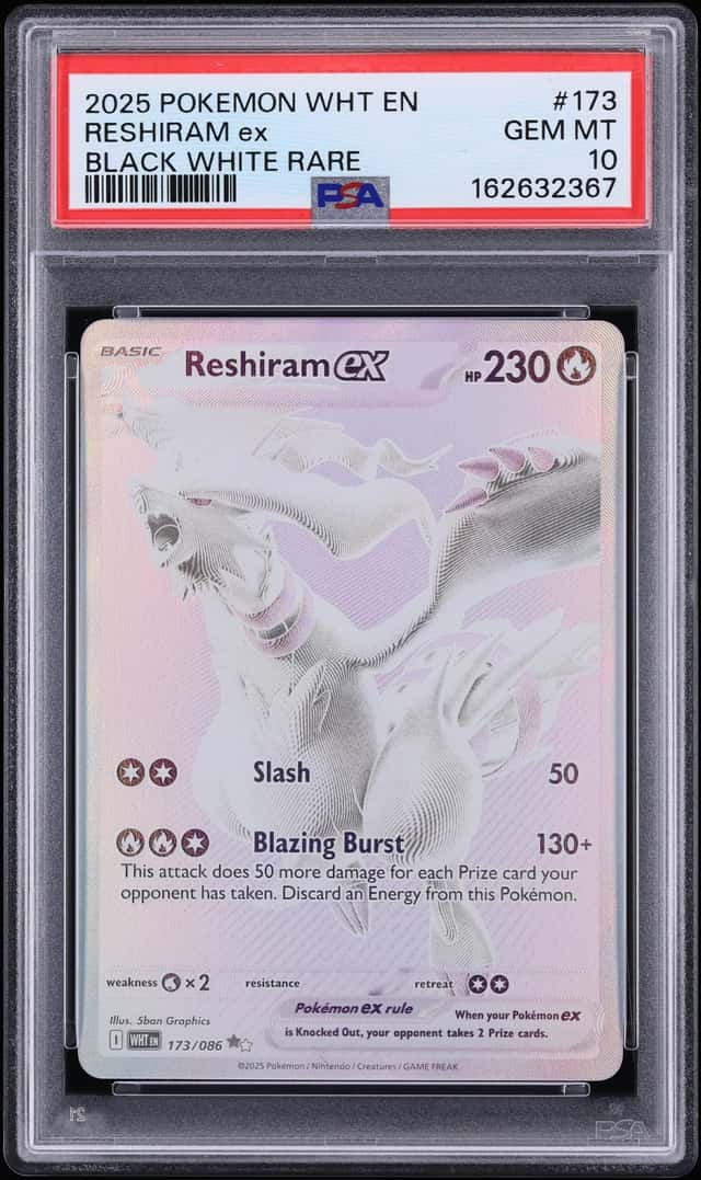 2025 Pokemon Scarlet & Violet White Flare BWR Reshiram Ex #173 PSA 10 GEM MINT