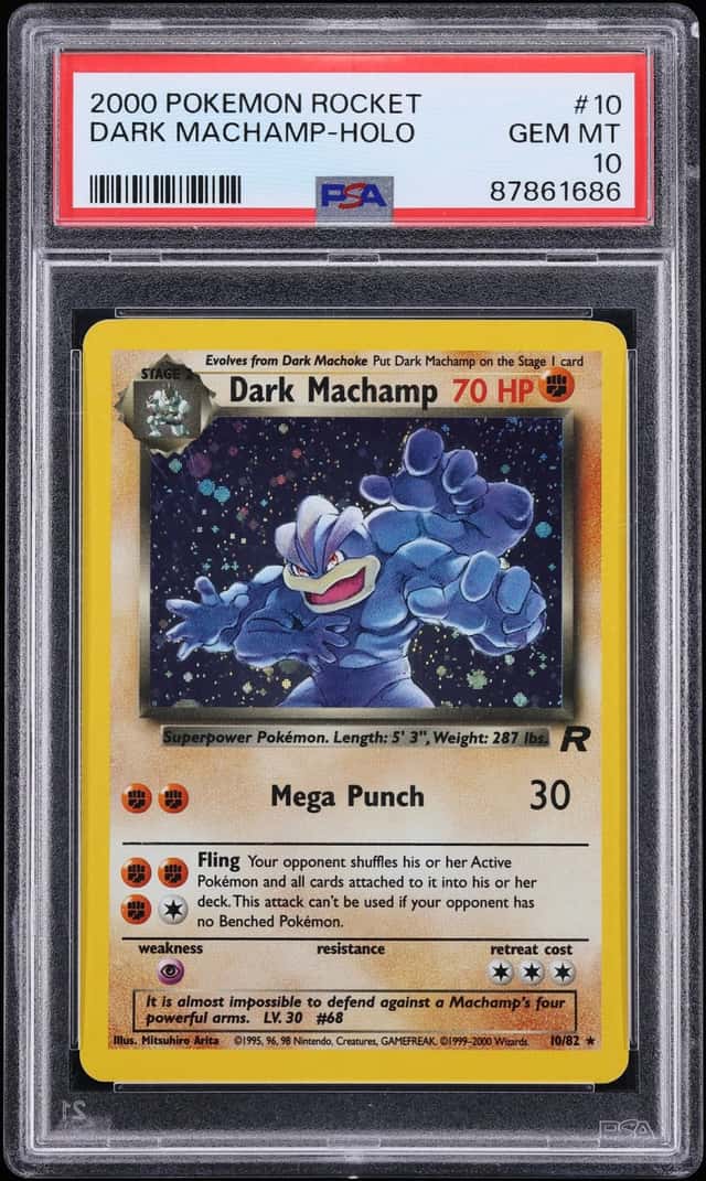 2000 Pokemon Team Rocket Holo Dark Machamp #10 PSA 10 GEM MINT