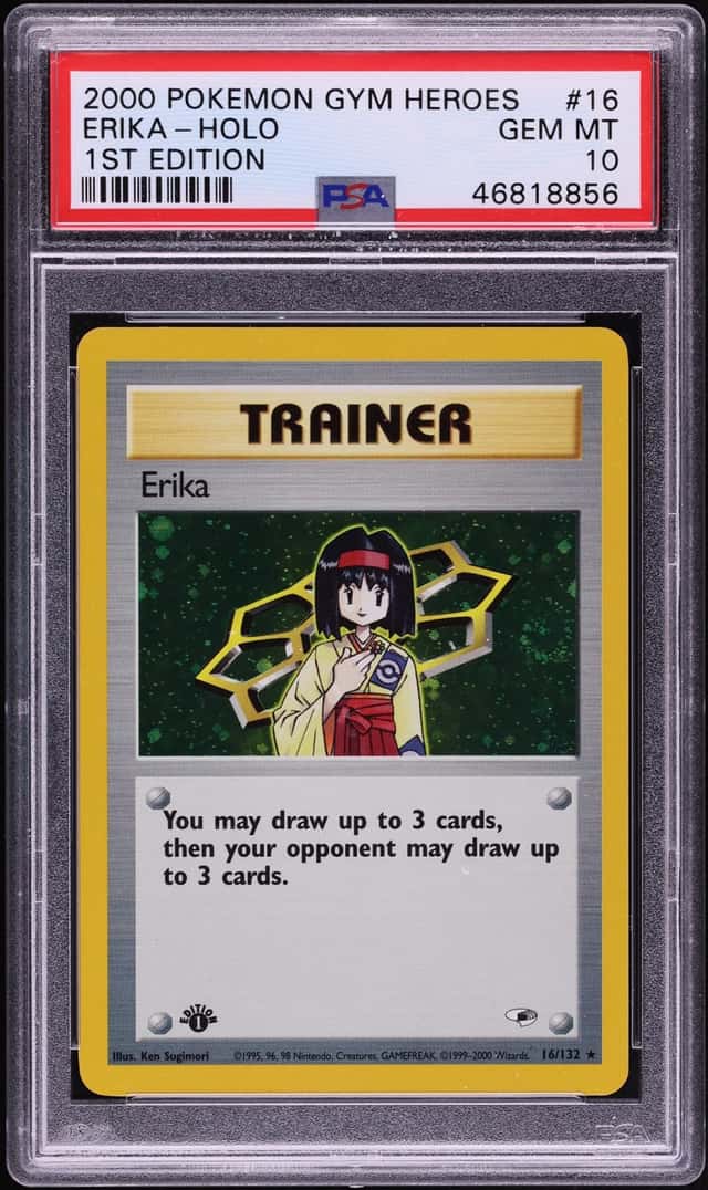 2000 Pokemon Gym Heroes 1st Edition Holo Erika #16 PSA 10 GEM MINT