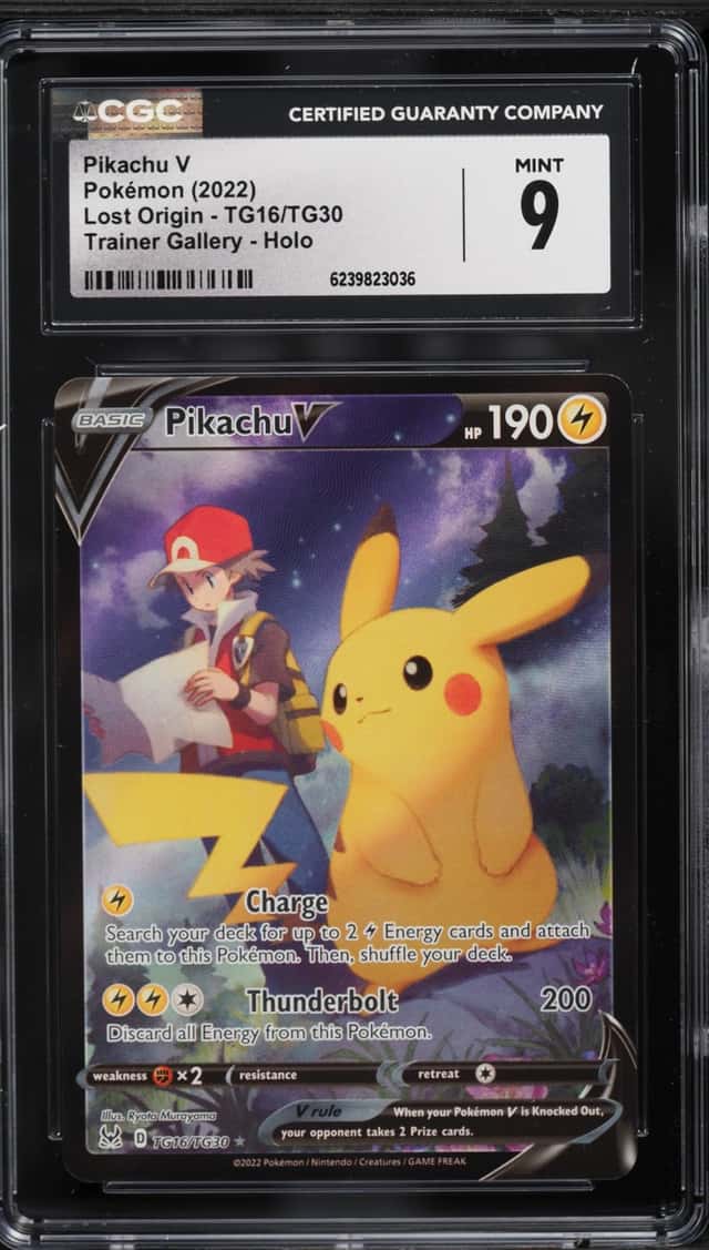 2022 Pokemon Sword & Shield Lost Origin Trainer Gallery CHR Pikachu V #TG16 CGC 9 MINT