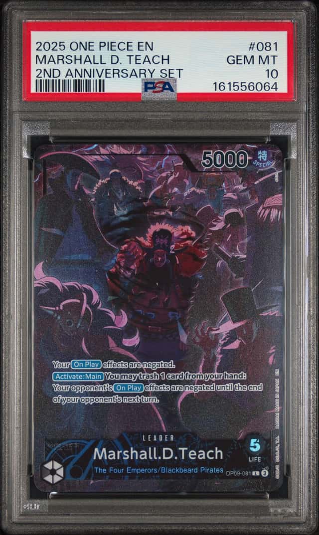 2025 One Piece 2nd Anniversary Set Alt Art Leader Marshall D. Teach #OP09-081 PSA 10 GEM MINT