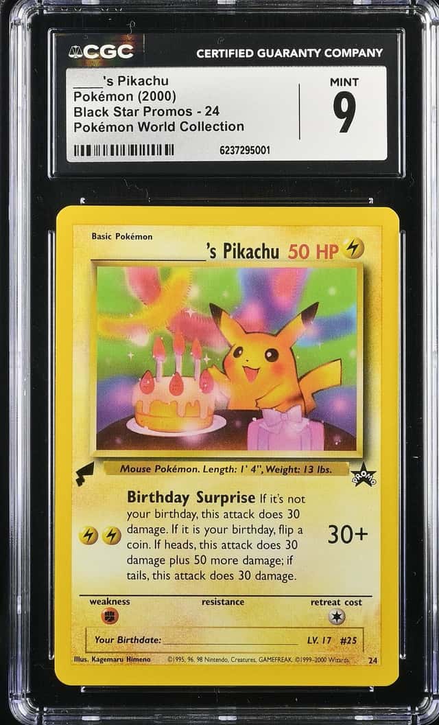 2000 Pokemon Black Star Promo World Collection Birthday Pikachu #24 CGC 9 MINT