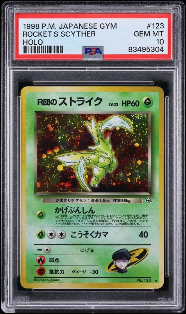 1998 Pokemon Japanese Gym Holo Rocket's Scyther #123 PSA 10 GEM MINT