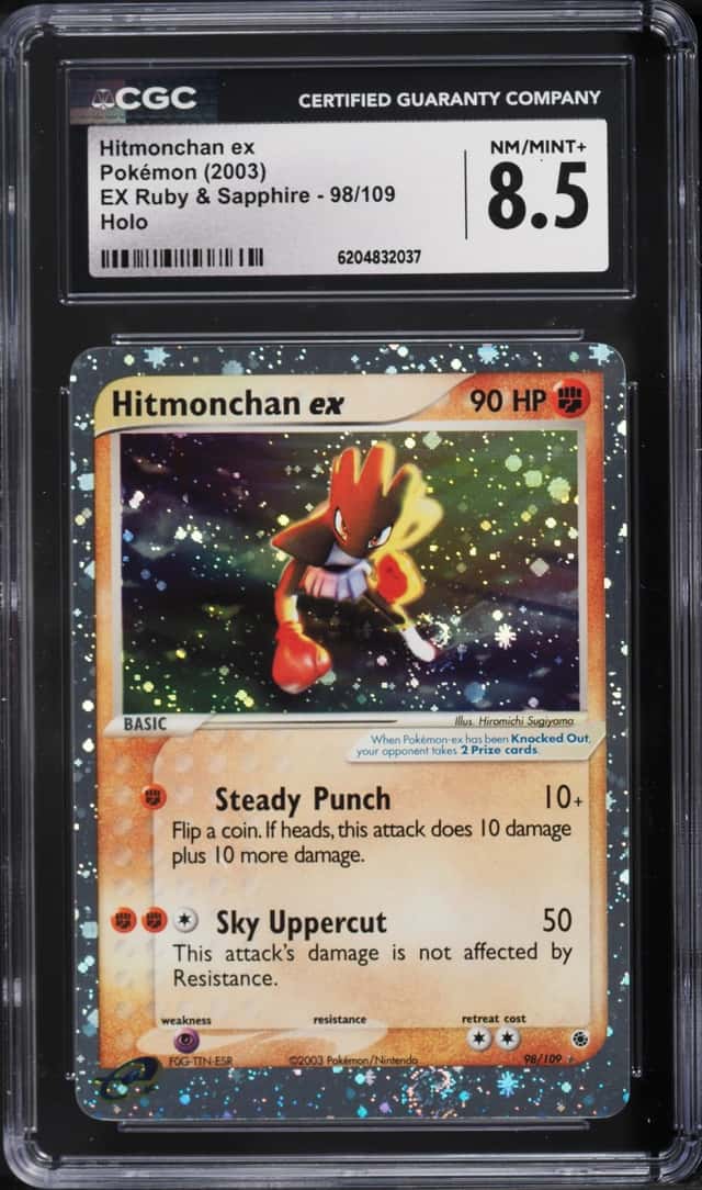 2003 Pokemon EX Ruby & Sapphire Holo Hitmonchan EX #98 CGC 8.5 NM-MT+