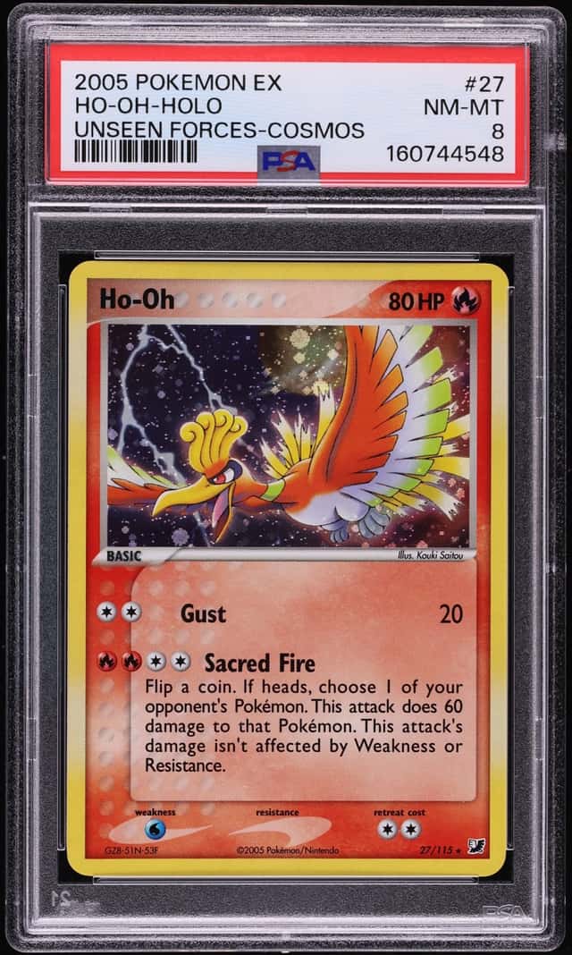 2005 Pokemon EX Unseen Forces Cosmos Holo Ho-Oh #27 PSA 8 NM-MT