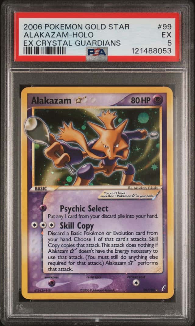 2006 Pokemon EX Crystal Guardians Holo Alakazam Gold Star #99 PSA 5 EX