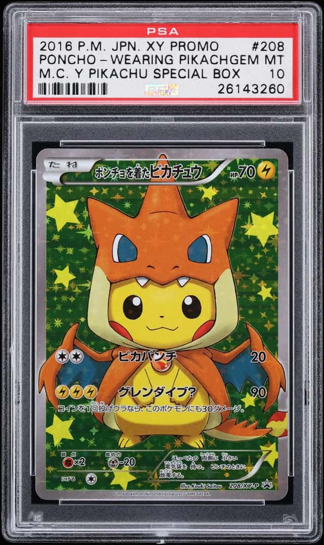 2016 Pokemon Japanese XY Promo Full Art M Charizard Y Poncho Wearing Pikachu #208 PSA 10 GEM