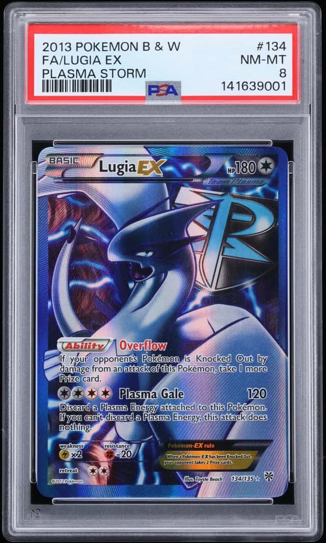 2013 Pokemon Black & White Plasma Storm Full Art Lugia EX #134 PSA 8 NM-MT
