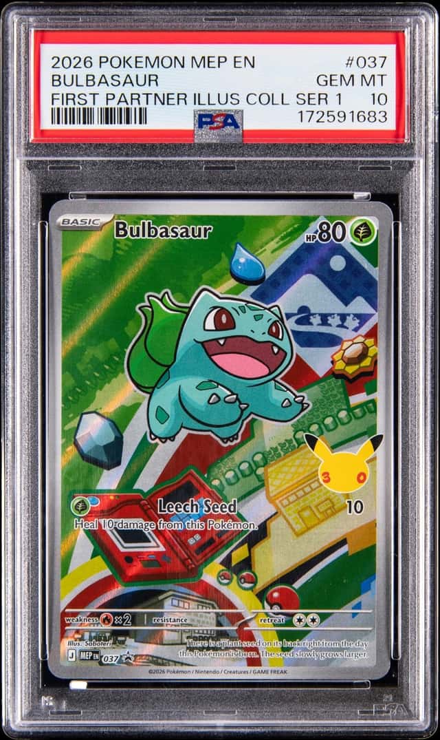 2026 Pokemon Mega Evolutions First Partner Illustration Collection Series 1 #037 Bulbasaur - PSA GEM MT 10