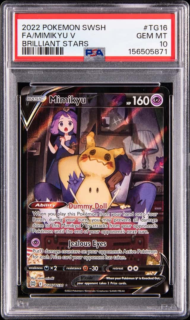 2022 Pokemon Sword & Shield Brilliant Stars Full Art #TG16 Mimikyu V - PSA GEM MT 10