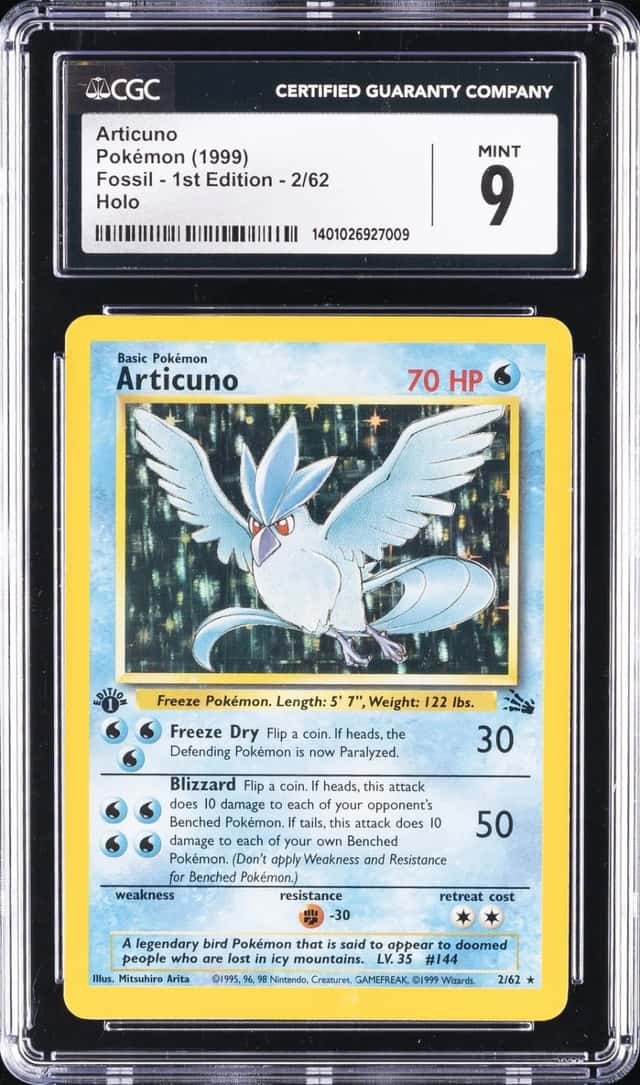 1999 POKEMON FOSSIL 1ST EDITION #2 ARTICUNO CGC 9