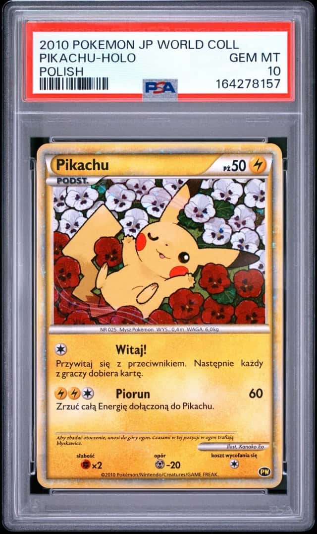 2010 POKEMON JAPANESE WORLD COLLECTION POLISH PIKACHU-HOLO PSA 10