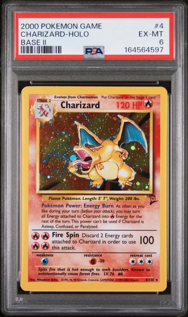 2000 Pokemon Base Set 2 Charizard Rare Holo #4/130 PSA 6
