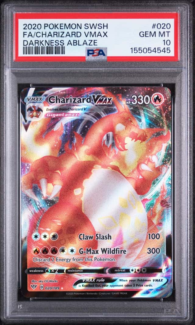 PSA 10, Pokemon TCG Charizard VMAX Holo 020/189 Darkness Ablaze 2020 WOW LOOK