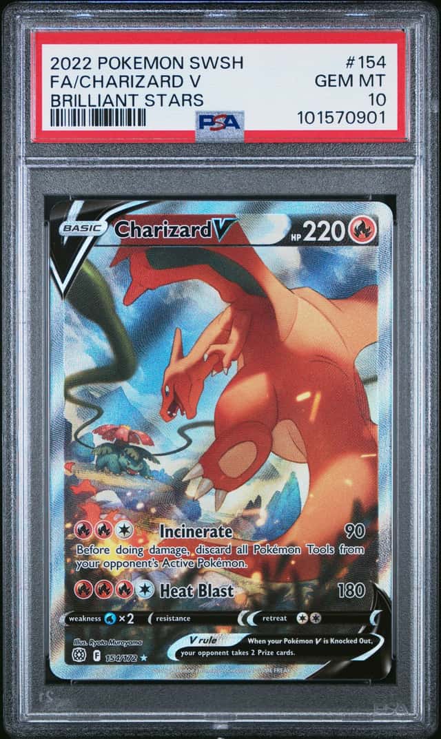 2022 Pokemon SWSH Brilliant Stars Charizard V #154/172 PSA 10 GEM MINT