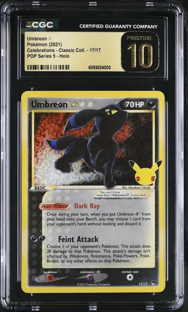 Pokemon Umbreon Gold Star Celebrations Classic Coll. 17/17 Holo CGC 10 Pristine
