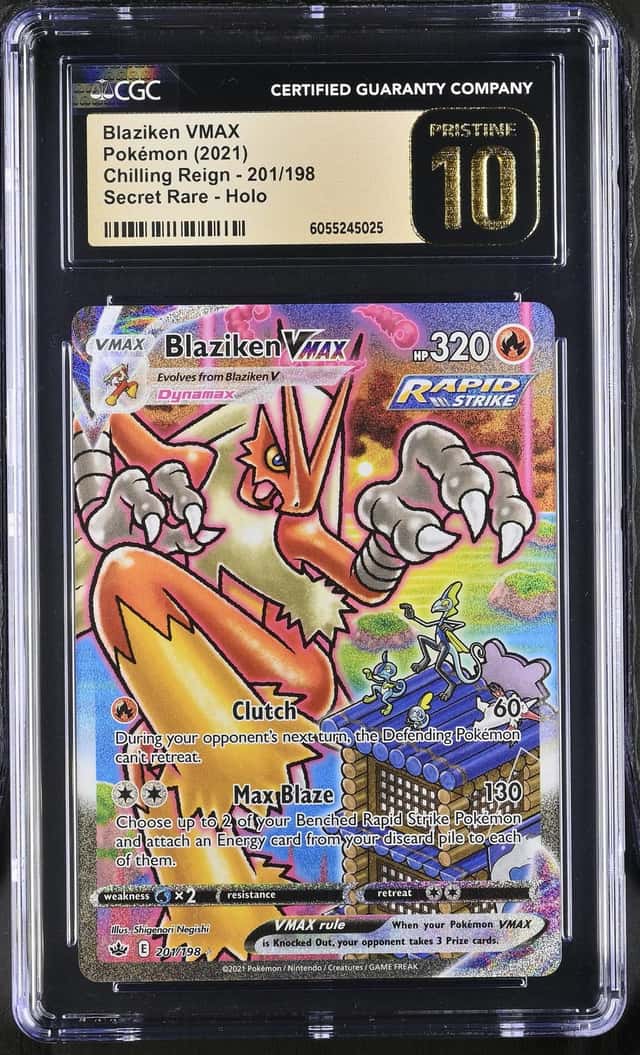 Pokemon Blaziken Vmax Chilling Reign 201 Secret Rare CGC 10 Pristine