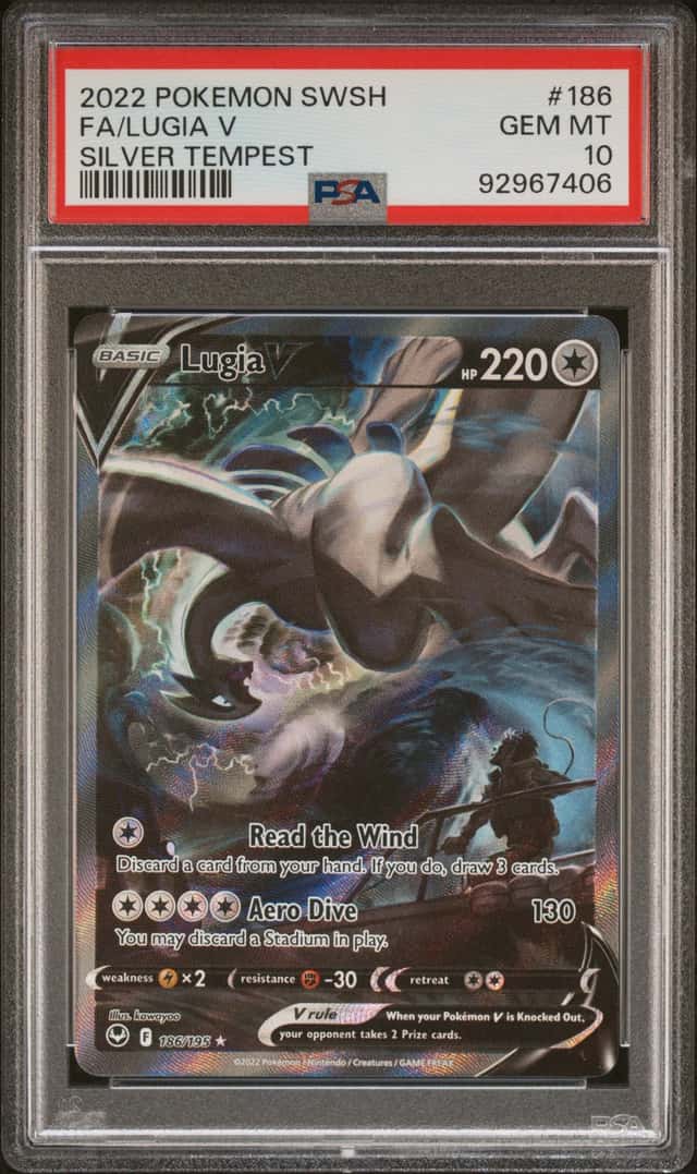 2022 Pokemon SWSH Silver Tempest Lugia V #186/195 PSA 10 GEM MINT