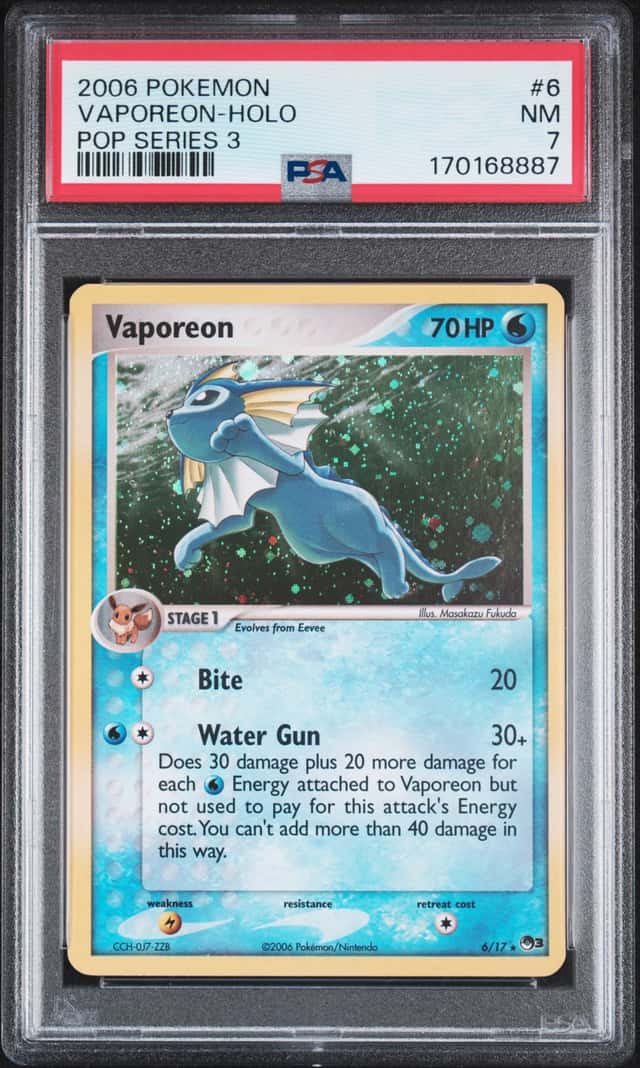 Vaporeon 006/017 2006 POP Series 3 Holo Rare Pokemon TCG Card PSA 7