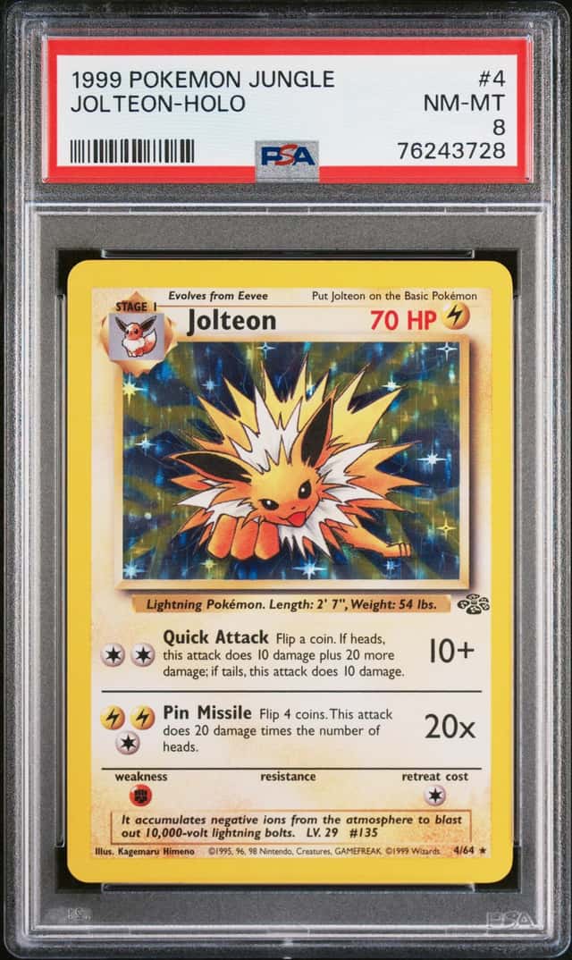 1999 POKEMON JUNGLE #4 JOLTEON-HOLO PSA 8