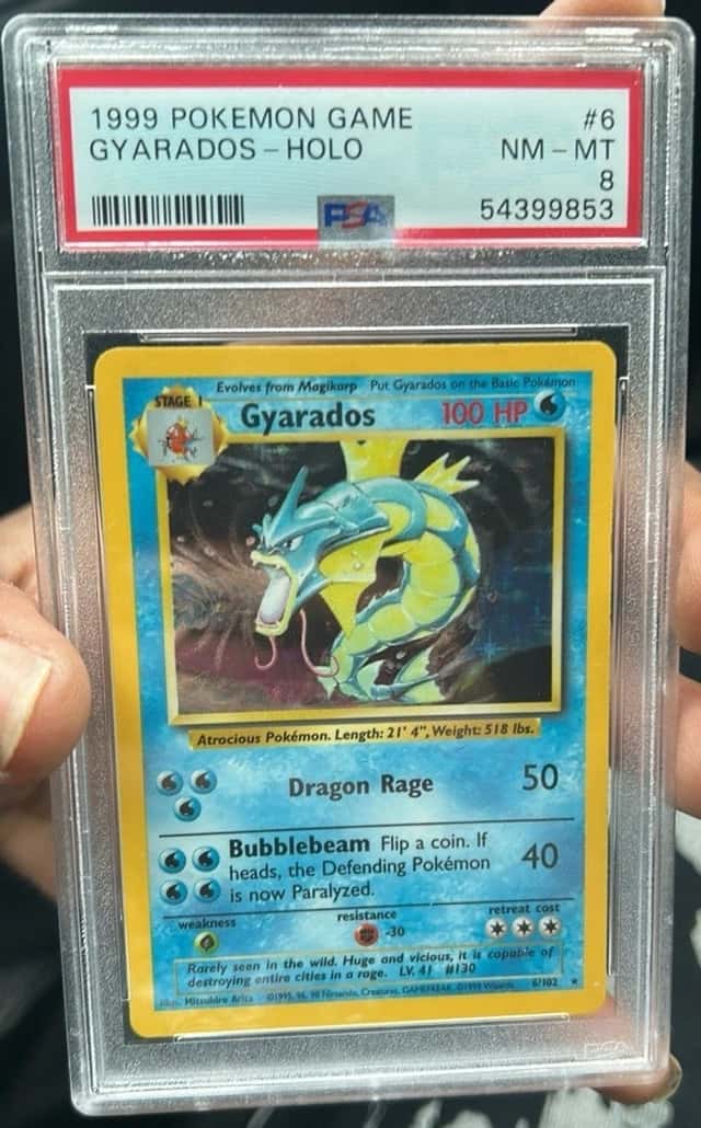 Pokemon TCG 1999 Base Set Gyarados Holo Rare 6/102 PSA 8 English