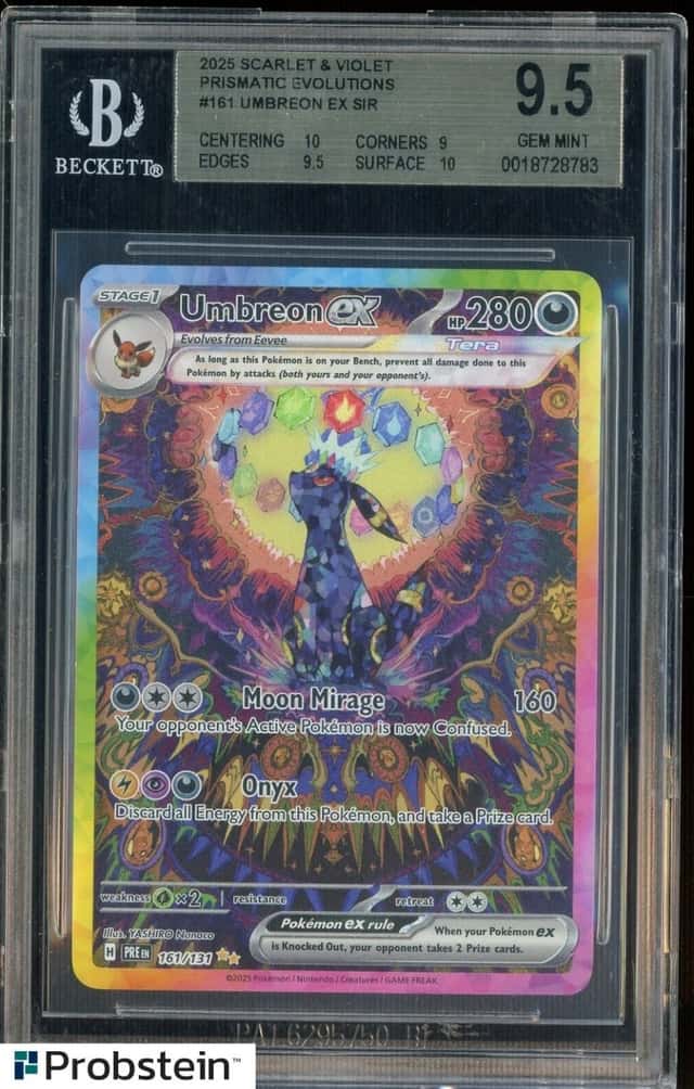 2025 Pokemon Scarlet & Violet Prismatic Evolutions #161 Umbreon Ex SIR BGS 9.5