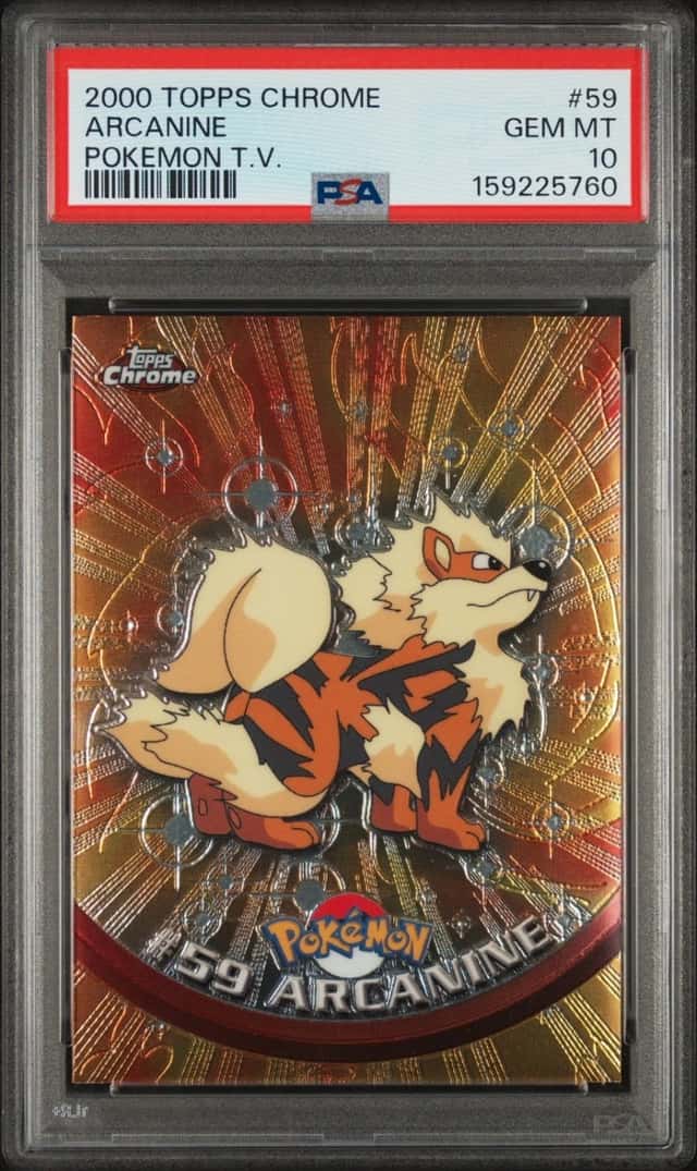 2000 TOPPS CHROME POKEMON T.V. #59 ARCANINE PSA 10