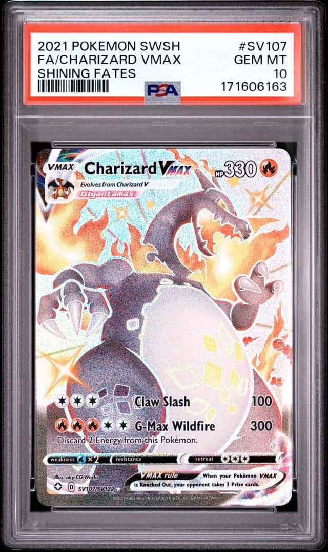 2021 POKEMON SWORD & SHIELD SHINING FATES #SV107 FULL ART/CHARIZARD VMAX PSA 10