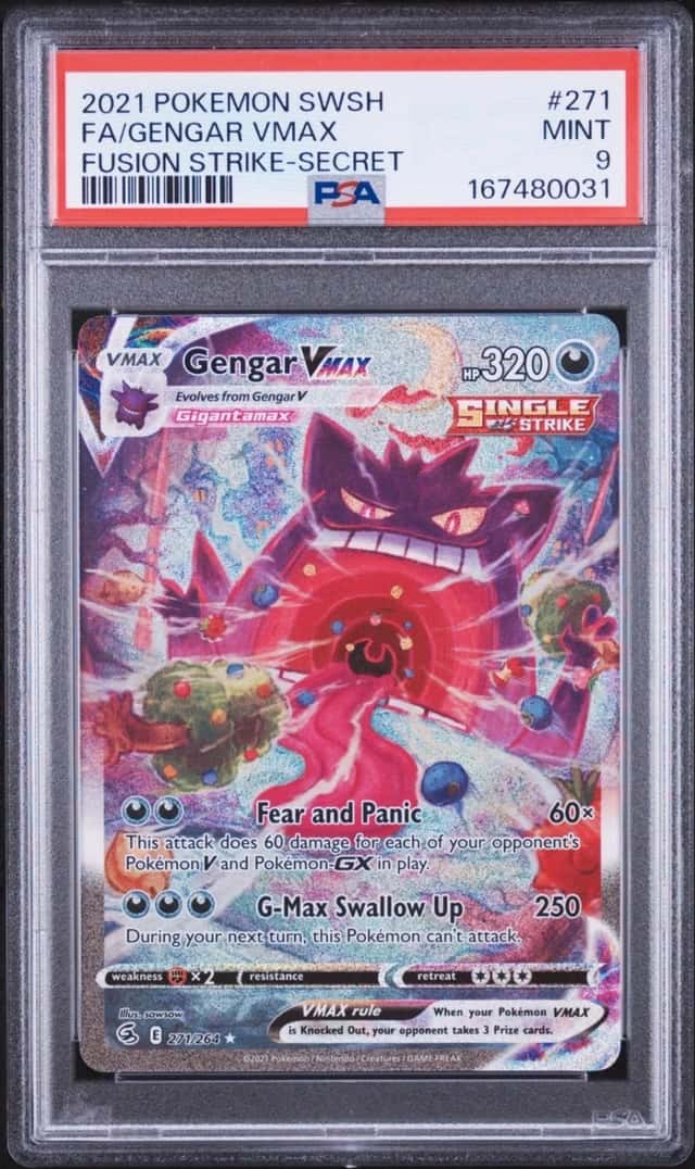 2021 POKEMON SWORD & SHIELD FUSION STRIKE #271 FULL ART/GENGAR VMAX SECRET PSA 9