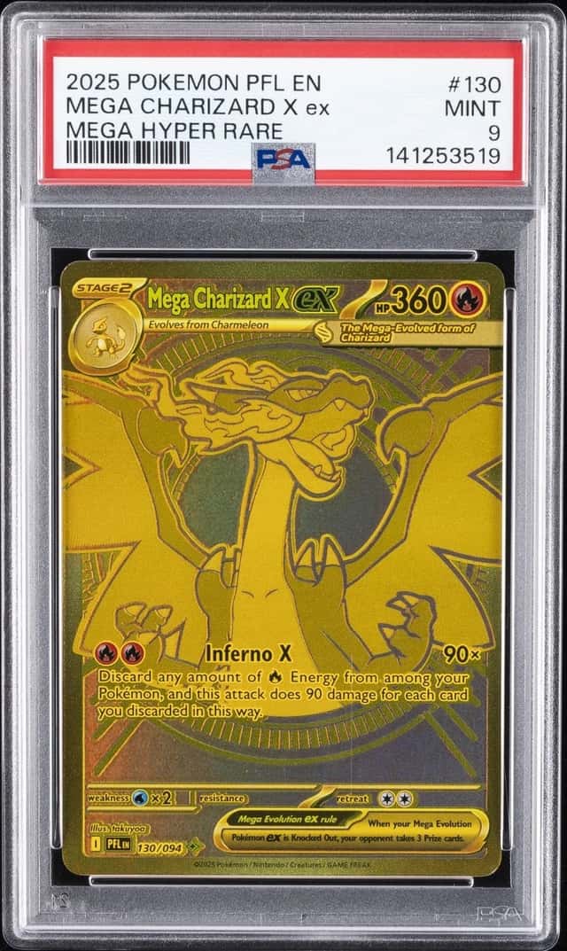 2025 POKEMON PFL EN-PHANTASMAL FLAMES MEGA HYPER RARE MEGA CHARIZARD X EX PSA 9