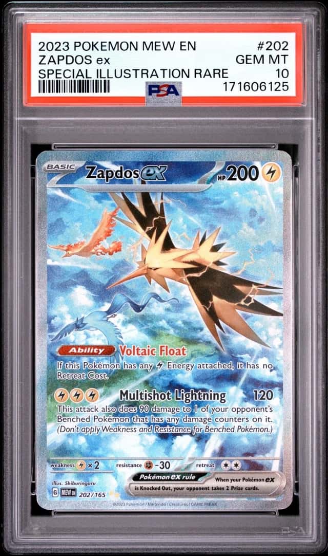 2023 POKEMON MEW EN-151 SPECIAL ILLUSTRATION RARE #202 ZAPDOS EX PSA 10