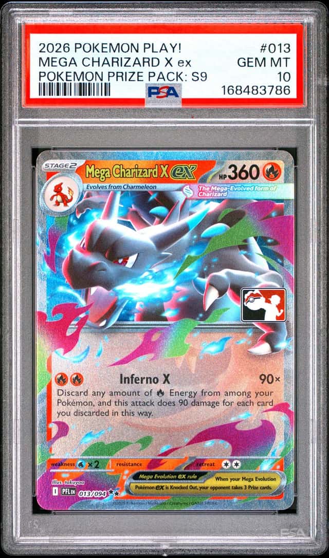 2026 POKEMON PLAY! POKEMON PRIZE PACK: SERIES 9 #013 MEGA CHARIZARD X EX PSA 10