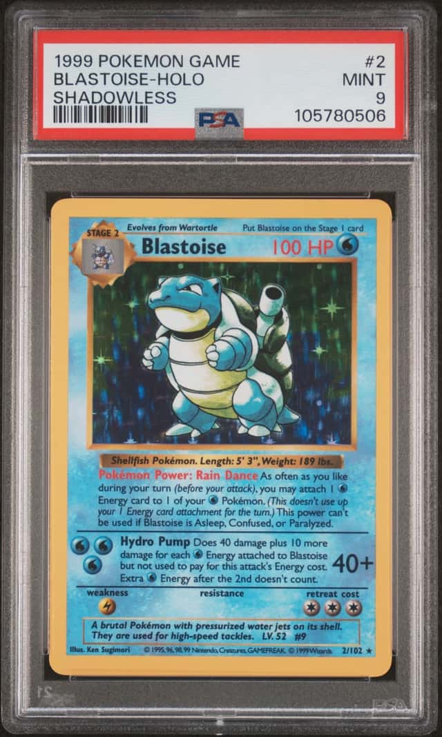 1999 POKEMON GAME SHADOWLESS #2 BLASTOISE-HOLO