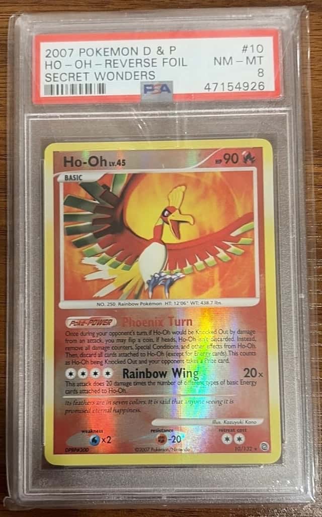 Ho-Oh 10/132 Secret Wonders Reverse Holo PSA 8 Vintage Pokemon Card 2007