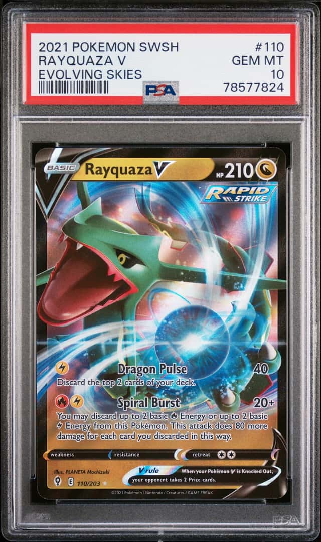 2021 Pokemon SWSH Evolving Skies #110 Rayquaza V PSA 10 GEM MINT