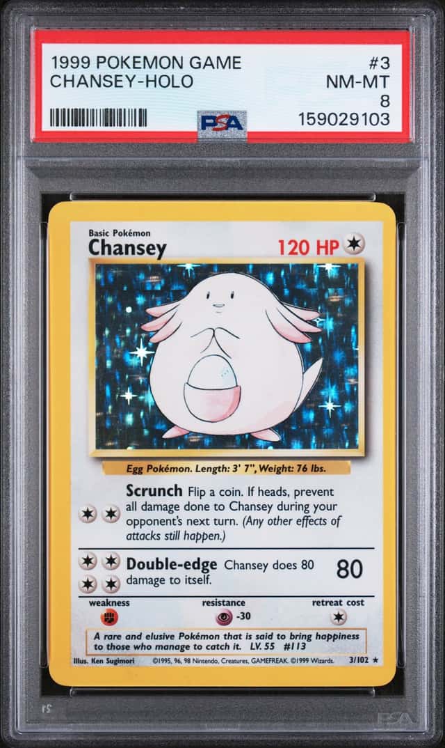 1999 Base Set Chansey Holo Rare 3/102 PSA 8