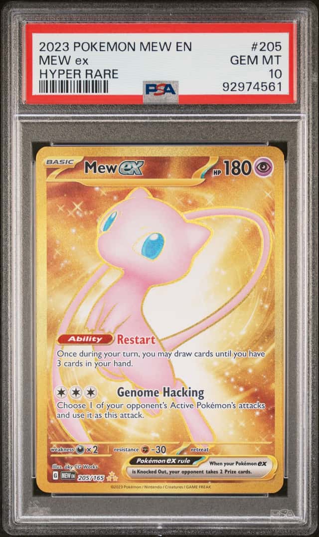 Pokémon Mew EX Gold TCG 205/165 SV 151 Scarlet & Violet Hyper Rare Holo PSA 10