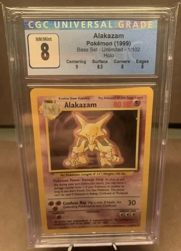 Pokemon TCG CGC 8 NM/Mint - Alakazam 1/102 Base Set Unlimited Holo VTG 1999 WOTC