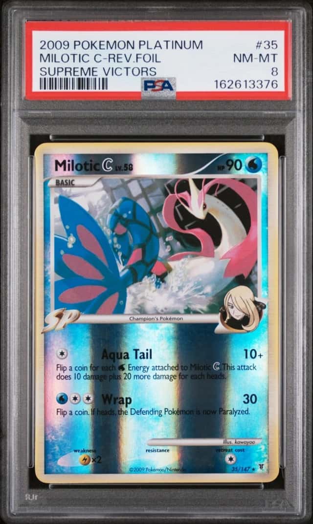 2009 POKEMON PLATINUM SUPREME VICTORS #35 MILOTIC C-REVERSE FOIL PSA 8