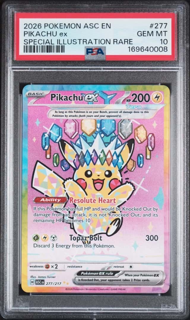 2026 POKEMON ASC EN-ASCENDED HEROES SPECIAL ILLUSTRATION RARE PIKACHU EX PSA 10
