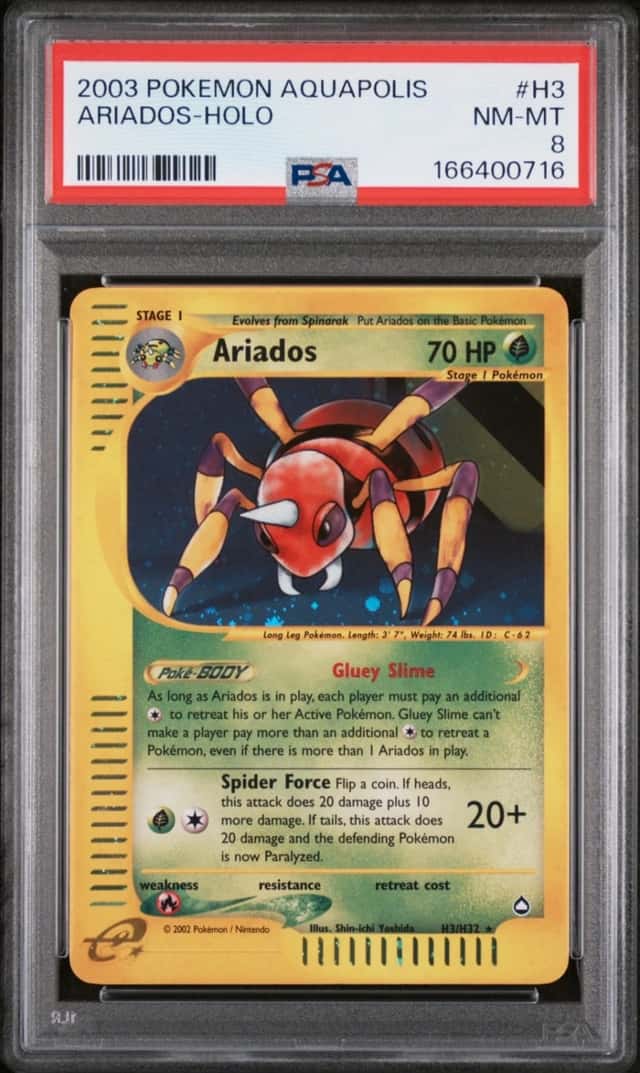 2003 POKEMON AQUAPOLIS #H3 ARIADOS-HOLO PSA 8