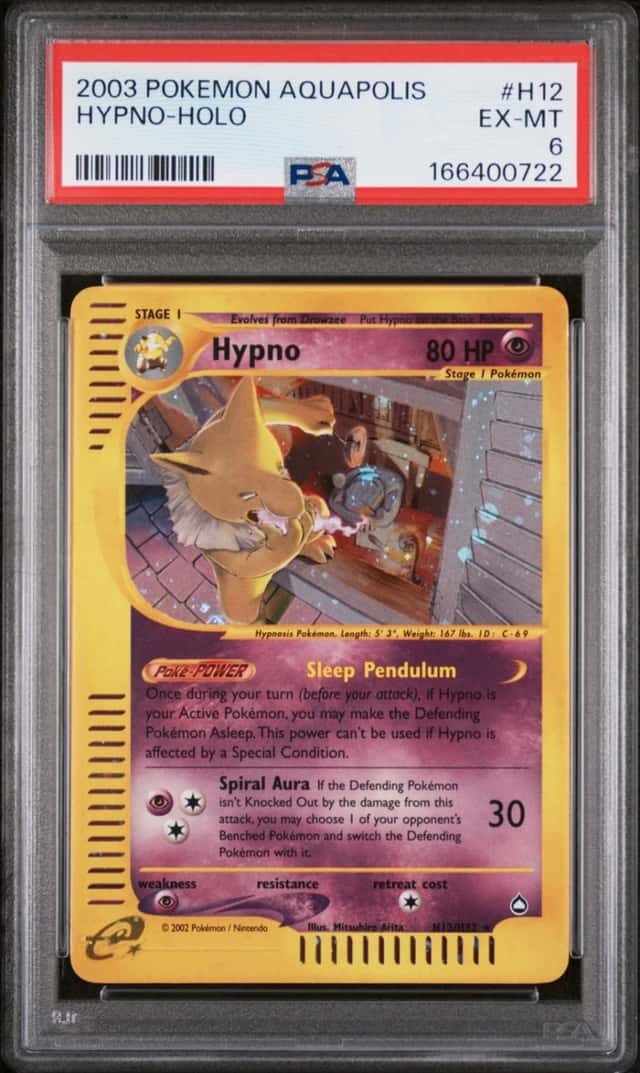 2003 POKEMON AQUAPOLIS #H12 HYPNO-HOLO PSA 6