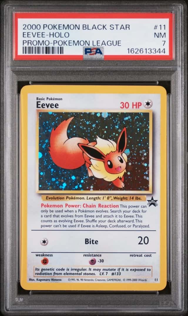 2000 POKEMON PROMO BLACK STAR POKEMON LEAGUE #11 EEVEE-HOLO PSA 7